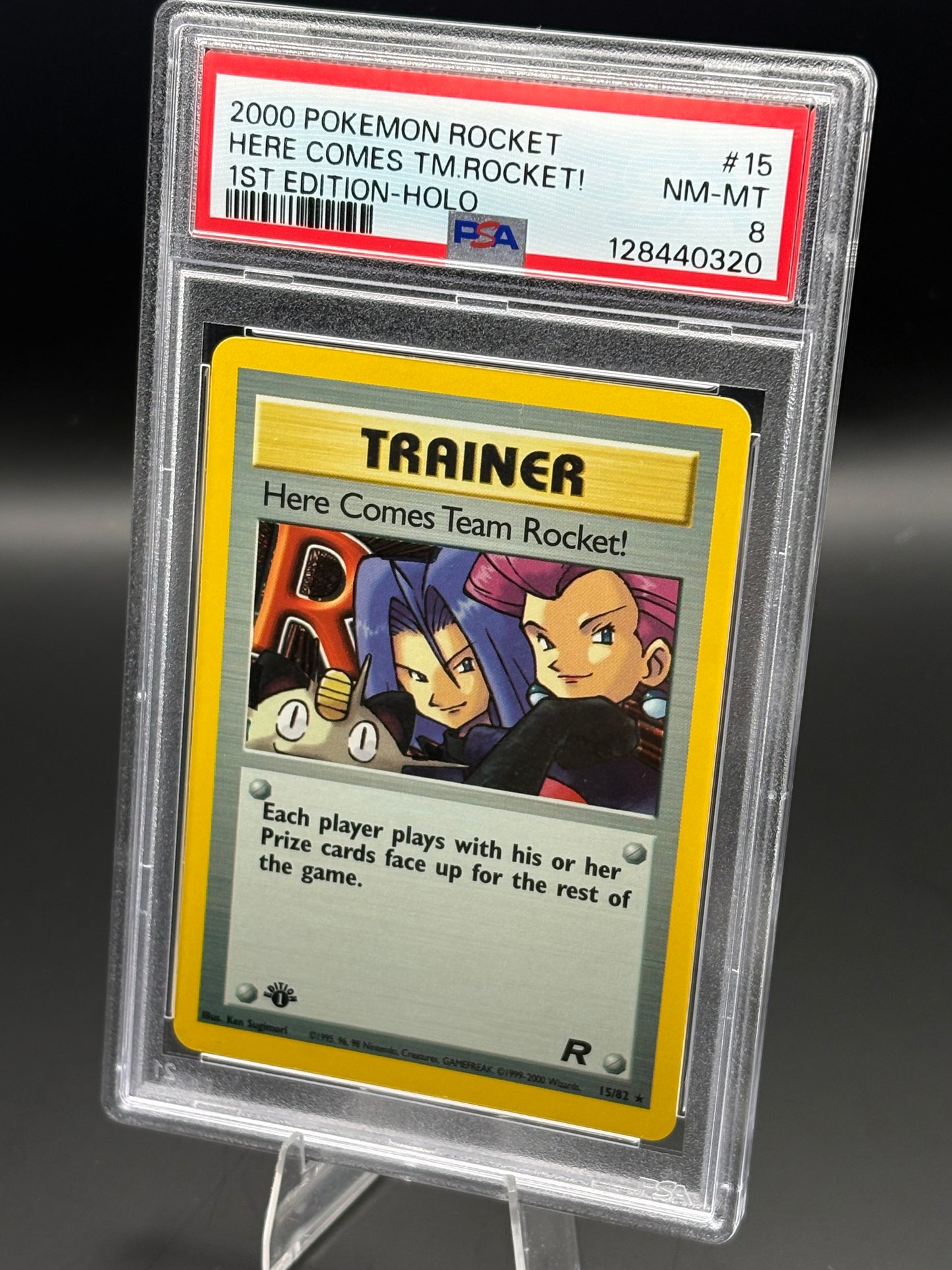 1st Edition Here Comes Team Rocket #15 PSA 8 | This Cardboard is Shiny