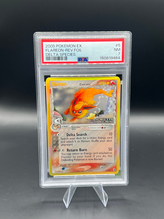Flareon Delta Species Reverse Holo #5 PSA 7